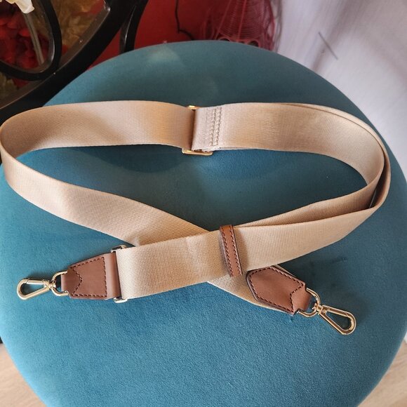 MICHAEL KORS ~ TAN WOVEN Nylon & Leather BAG Replacement Strap ~ Gold Hardware - Picture 3 of 3